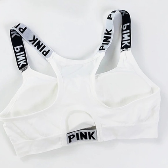 NEW White Sports Bras Black Pink Print Medium - Picture 4 of 8